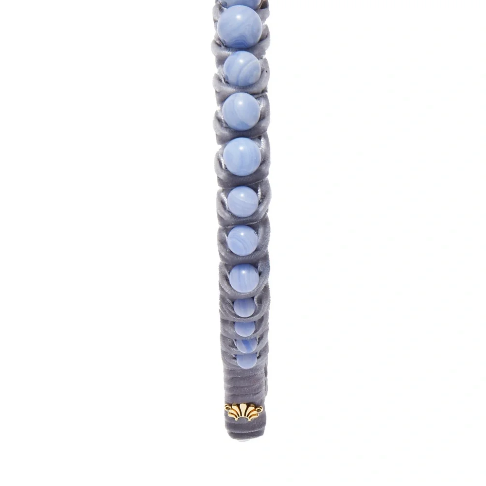 LELE SADOUGHI Graduated Stone Bead Headband - Blue Lace Agate (Price Firm)